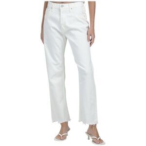 MOUSSY VINTAGE Aurora Wide Straight Jeans White Size 28 NEW High Rise Raw Hem
